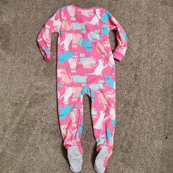 NWOT Carter's Girl Fleece Zipper Footed Kitty Pajamas 4T - Picture 5 of 6